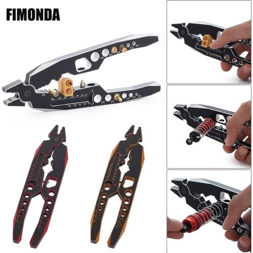 RC Car Shock Absorber Pliers Rod End Ball Clamp Bullet Banana T Plug Multi Function Tool for 1/8 1/10 Model Assembly SCX10 TRX4