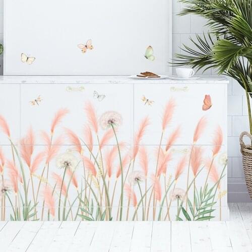 Removable Reed Flower Dandelion Wall Sticker Living Room Bedroom Decoration TV Background Room Decal Aesthetic