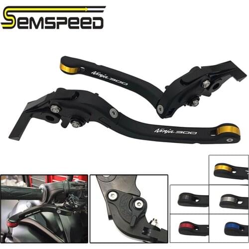 SEMSPEED Motorcycle CNC New Foldable Brake Clutch Levers Handle Grips End For Kawasaki NINJA 300R/Z300 (w and w/o ABS) 2013-2018