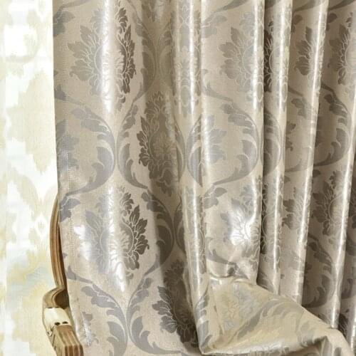 European Style Window Curtain for Living Room Cationic Jacquard Blackout Curtain Fabric Curtains for Bedroom