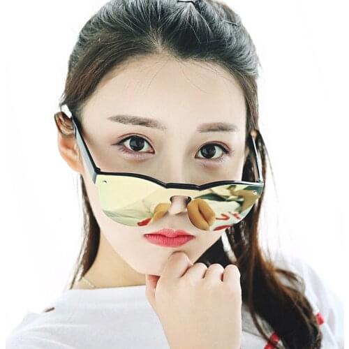 Rimless Sunglasses Women Cat Eye 2018 Sun Glasses For Women Brand Designer Fashion Mirrored Oversized Sunglasses UV400