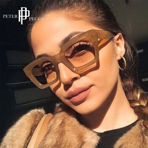 Retro Square Cat Eye Sunglasses High Quality Leopard Sung lasses Men Women Fashion Shades UV400 Vintage Glasses