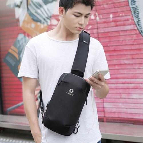 OZUKO Men shoulder bag backpack USB Charging Male Crossbody Fashion Waterproof Anti Theft Chest Bag outdoor Travel School pack