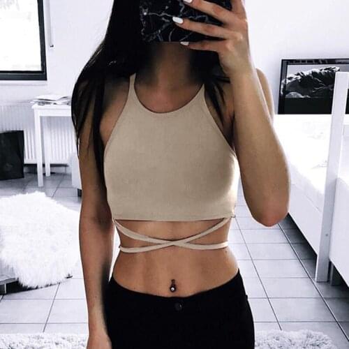 2021 Spring Summer New Fashion Sling Vest Women Girls Sexy Casual Short Camisole Solid Color Sleeveless Crop Tops Black White