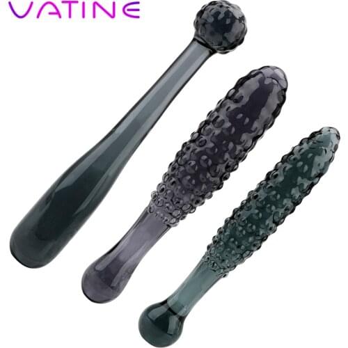 VATINE Glass Butt Plug Dual Head Dildo Anal Expander Prostate Massage Sex Toys for Women