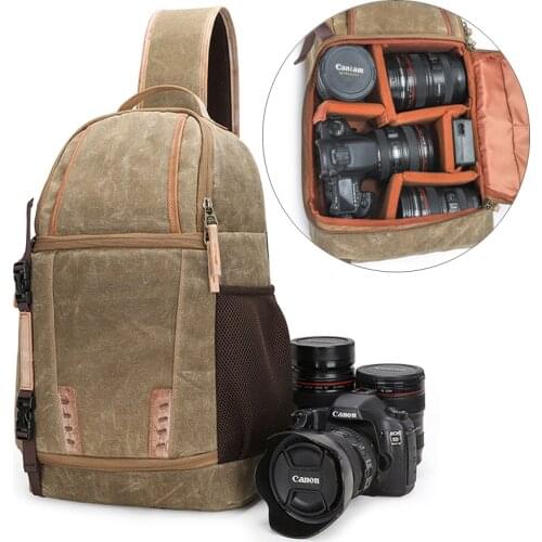 Camera Retro Batik Waterproof Canvas Sling Shoulder Messenger Bag Photography DSLR Cross-Body Case for Canon Nikon Sony SLR
