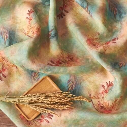 High Quality Natural Ramie fabric Ancient Printing of Abstract Literature Art material High-end thin summer dresses patchwork