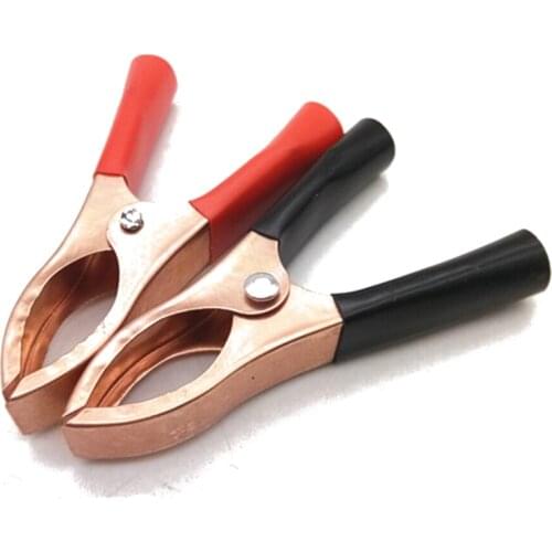 2pcs/lot 30A Red+Black 70mm Alligator Clips Crocodile Car Caravan Van Battery Test Lead Clips Jumper Wire Cable Clamps Tools