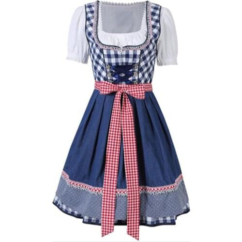 Womens Traditional Oktoberfest Dirndl Dress German Bavarian Beer Festival Maid Wench Costume Carnival Party Fancy Dress