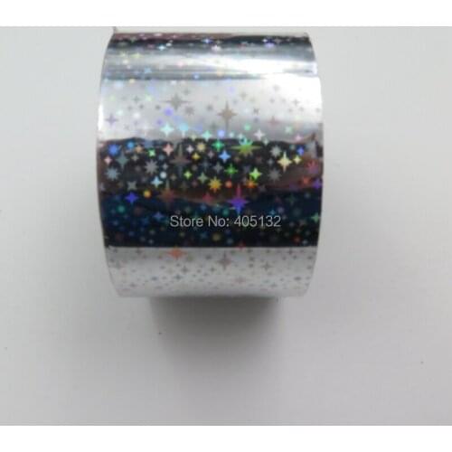 1roll Free Shipping Shinny Silver Star Shape Nail Art Foil Transfer Stciker Nail Art sticker 100m #825