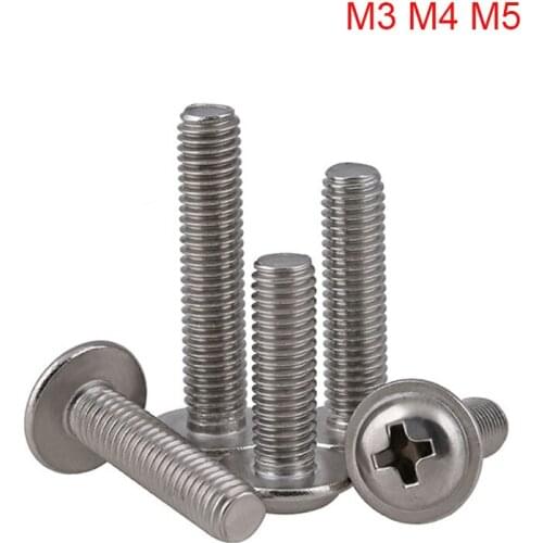 10/20/40Pcs 316 Stainless Steel Round Head Phillips Head With Washer Screws M3 M4 M5 Computer Screw