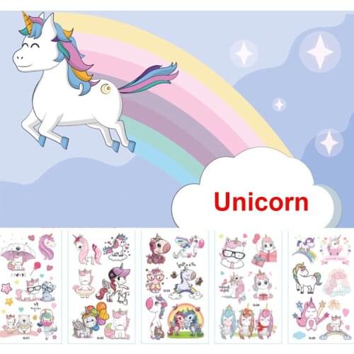 10pcs New Unicorn Tattoo Stickers Waterproof Children Cartoon Tattoo Stickers Animal Temporary Tattoos for Kid Body