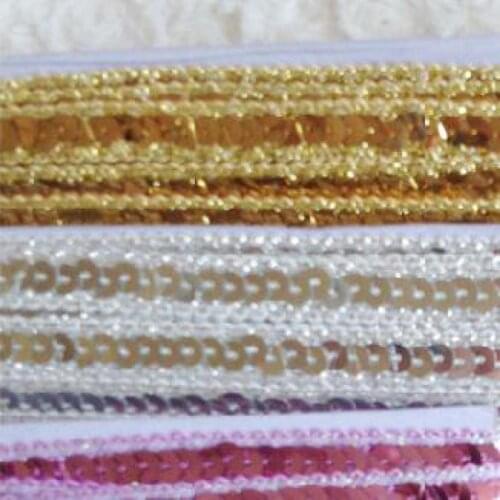 13yard/lot Embellished Applique Sequins Belts Lace Trim Ribbon Sequin Fabric Diy Headband Trimmings Accessories Deco Ethnique