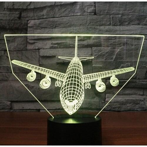3D LED Night Light Shock Hang Missile Bomber Positive Come with 7 Colors Light Plane Aircraft for Home Decoration Lamp
