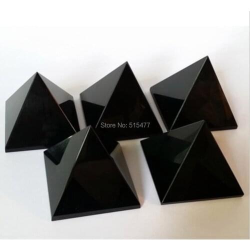 5pcs 40mm*40mm NATURAL Obsidian quartz crystal Pyramid healing