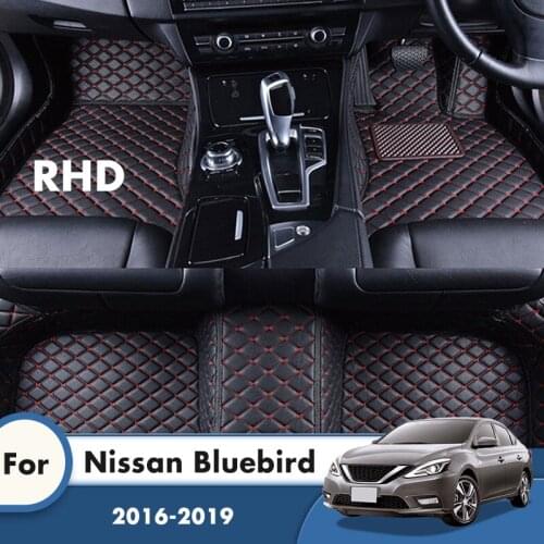 RHD Car Floor Mats Custom For Nissan Bluebird 2019 2018 2017 2016 Auto Interiors Accessories Styling Leather Front And Rear Rugs