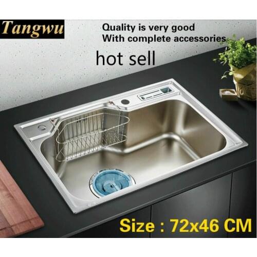 Free shipping Household vogue high-grade kitchen single trough sink do the dishes 304 stainless steel hot sell 720x460 MM