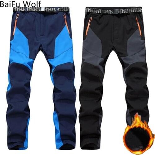 Winter Outdoor Windproof Hiking Mens Pants Snow Male Camping Trousers Trekking Waterproof Breathable Fleece Keep