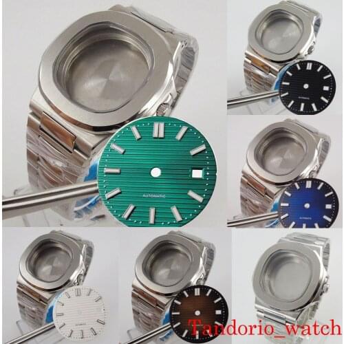 39mm Bliger Square Silver Color Stainless Steel Watch Case 29.8mm Dial Sapphire Glass For MIYOTA 8215 821A DG Movement
