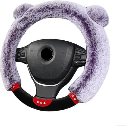 Winter Cartoon Steering Wheel Cover Plush Fur Car Steering-Wheel Covers Auto Wheels Case Universal Size M 38cm Car Accessories