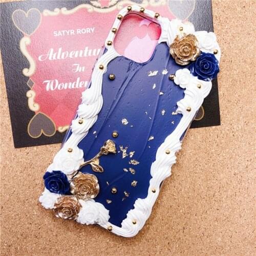 Handmade For Samsung S20 s21 FE case fashion Galaxy Note 20 ultra 3D flower Customized phone Cover note 10 plus DIY cream shell