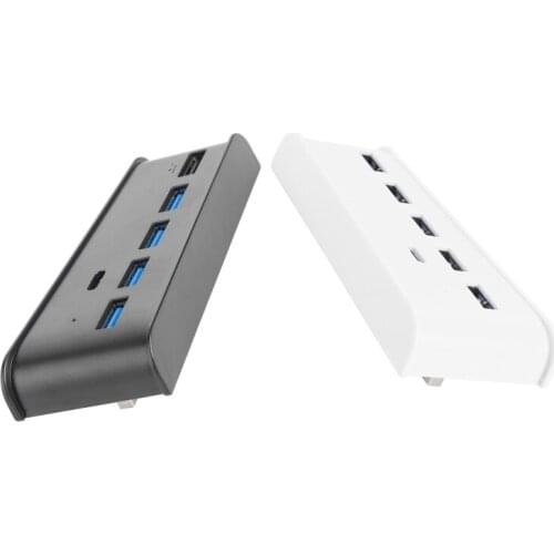 For PS5 USB Hub Adapter 6 Ports USB 3.0 USB A TYPE-C 3.1 Expander Splitter D08A