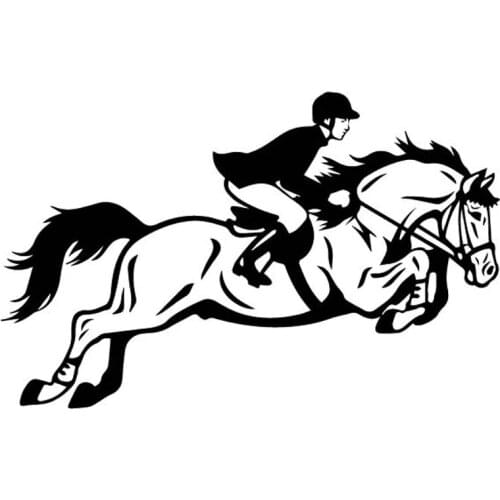 Car Sticker Cool Rider Riding on Horse Shiny Beautiful Car Sticker Black/silver 15.8cm *10CM