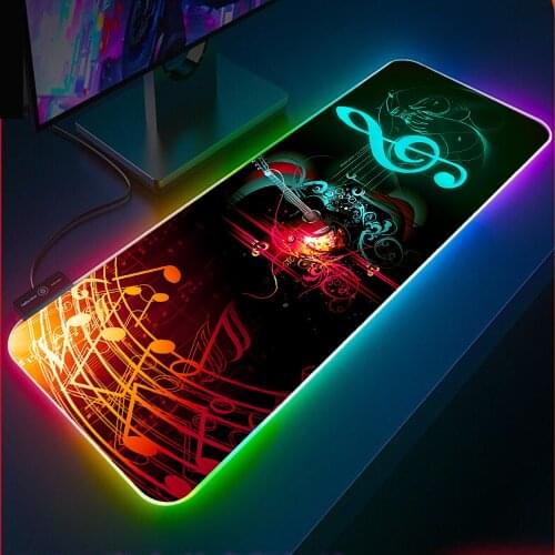 XGZ Musical Note Gaming Mouse Pad RGB Locking Edge Mouse Pad PC Computer Laptop LED Backlit Keyboard Pad CS GO Dota 2 Lol Gamer