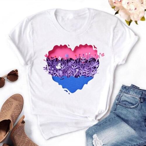 JIEXISHENG 3D Love Print Women t-shirt 5 colors Short Sleeve O Neck Top Tees HH1597