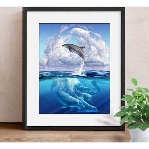 Diamond Painting"Scenery"Square Rhinestone,Diamond Embroidery Sea Handmade Kits Cross Stitch Mosaic Patterns Home Decor Dolphin