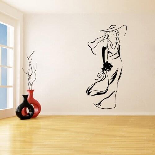 Beautiful Woman Wall Stickers for Living Room Vinyl Murals Bedroom Waterproof Environmenttally Friendly Wall Decals Quotes K32
