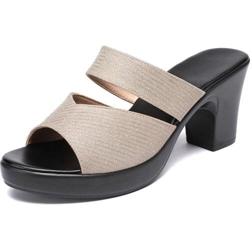 LISUNNY Plus Size 2020 Summer Women Platform High Heels Mules Slides Lady Flip Flop Slippers Non-slip Sandalias Mujer