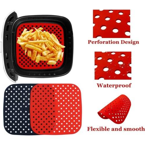 Reusable Air Fryer Liners Non-Stick Silicone Air Fryer Mats Heat Resistant Food Steamer Liner Baking Pads Air Fryer Accessories