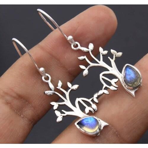 Fashon Women Jewelry Imatition Opal Dangle Earrings Bridal Wedding Engagement Set Gifts