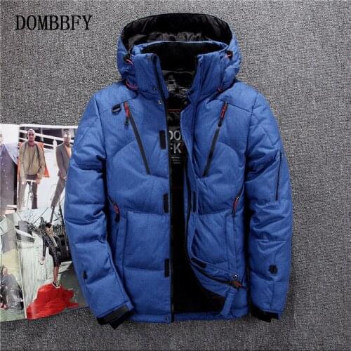 Mens White Duck Down Jacket Warm Hooded Thick Puffer Jacket Coat Male Casual Fashion Overcoat Thermal Winter Windproof Parka
