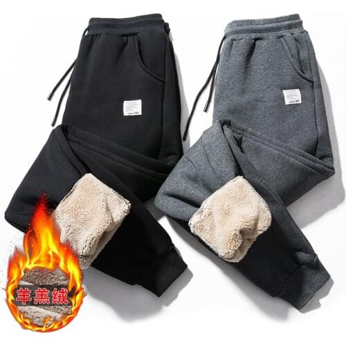 Lamb wool sweatpants men Autumn Winter men Fleece Sweatpants Trousers Casual Thick Velvet Cashmere Sweatpants Tracksuit Pants