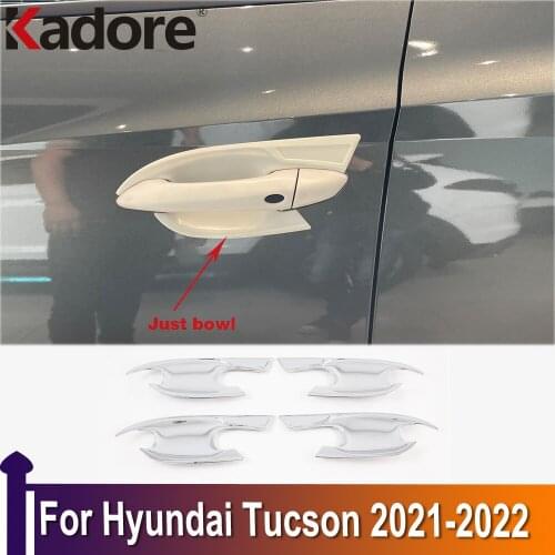 For Hyundai Tucson 2021 2022 2023 ABS Carbon Fiber Door Handle Bowl Cup Cover Trim Overlay Cap Garnish Accessories