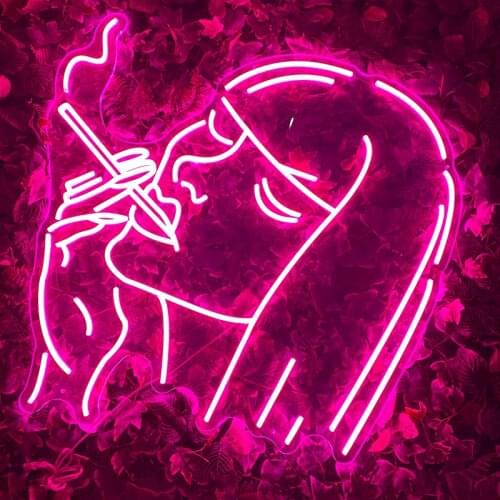 Neon Custom Sign LED Light Cool Smoking Girls Halloween Fun Decoration Wall on Door Logo Show Solo Time GriFace Wry Face Mask
