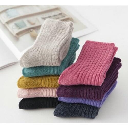 12pc=6pairs/lot Winter Children Thick Warm Cotton Socks Baby Sock 2-8 Y Girls Boys Solid Socks,suit for 2--10years