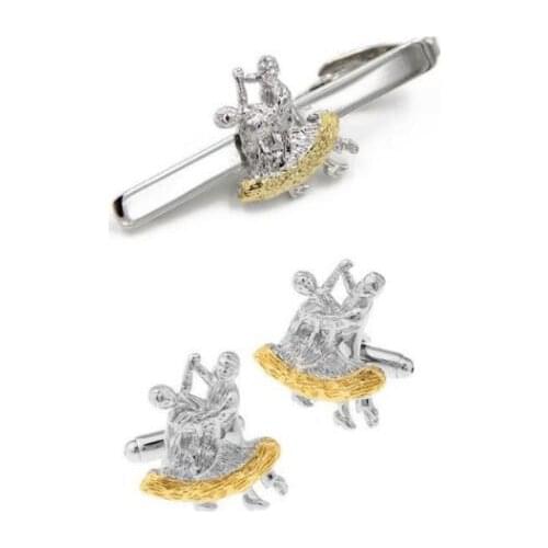 Novelty Dancing Tie Clip and Cufflinks Set Dancer Cuff Links Tie Clips Pins Set Men Womens Wedding Party Fashion Jewelry 5sets