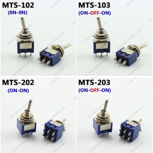 50pcs CHS 3 Pin / 6 Pin MTS-102 MTS-103 MTS-202 MTS-203 Toggle Switch 6A/125VAC