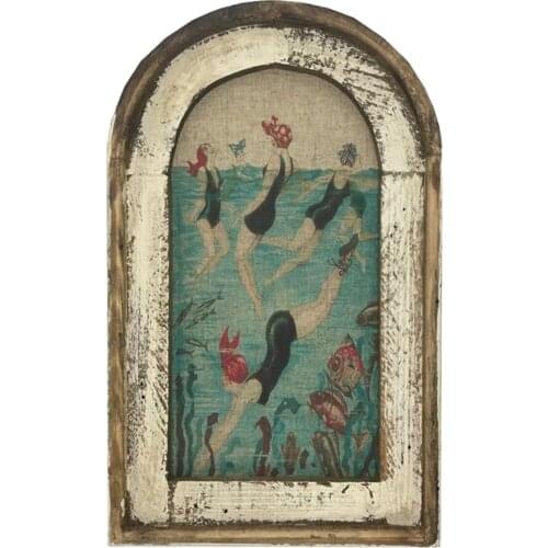 Retro Swimming Wall Art Painting 30x20cm Vintage Style Hotel Standing Poster