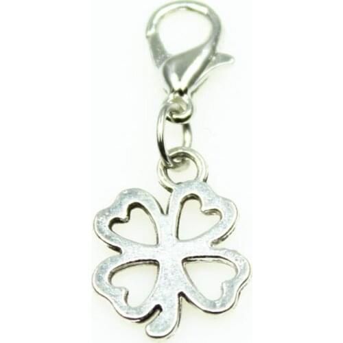 100pcs Four Leaf Clover dangle charms lobster clasp hanging charms diy bracelets&bangles pendant jewelry charm