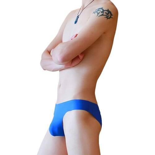 Ultra Thin U Convex Sexy Men Slip Briefs Underwear Seamless Ice Silk No Trace Male Bulge Brief Low Waist Healthy Cueca Masculina
