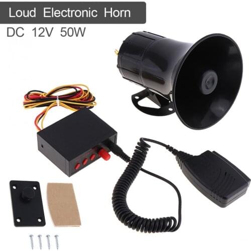 Durable 50W 12V 3 Sound Car Air Horn Electronic Warning Siren Motorcycle Alarm Firemen Ambulance Loudspeaker support MIC
