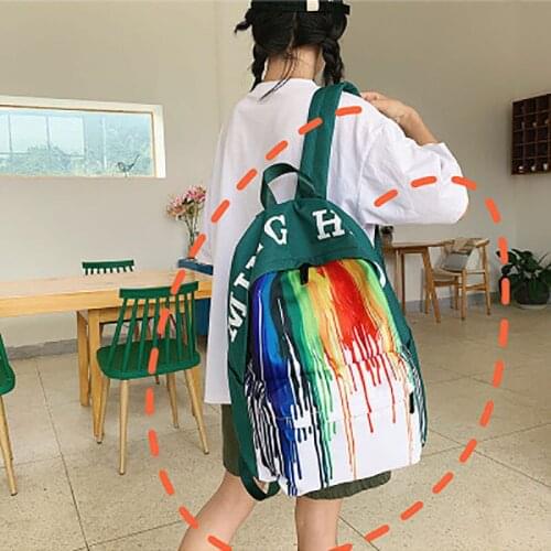 Multi-Color Young Boy and Girls Watercolor Ink Printing School bags Women Fashion Graffiti Travel Rucksacks Unique Shoulder bag