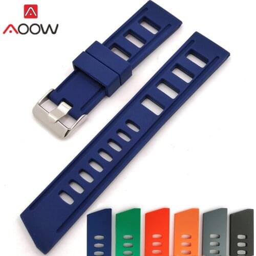 20mm 22mm Silicone Watchband for Samsung Galaxy Huawei Watch GT Men Sweatproof Sport Rubber Replacement Bracelet Band Strap Blue