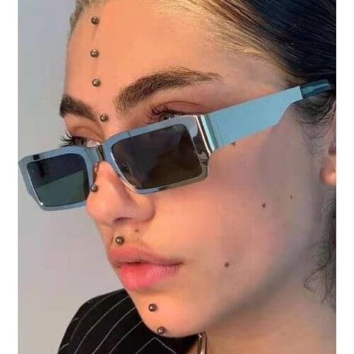 Vintage Men Stainless Steel Sunglasses Women Rectangle Glasses Brand Designer Shades One Piece Square Sun Glasses Women UV400