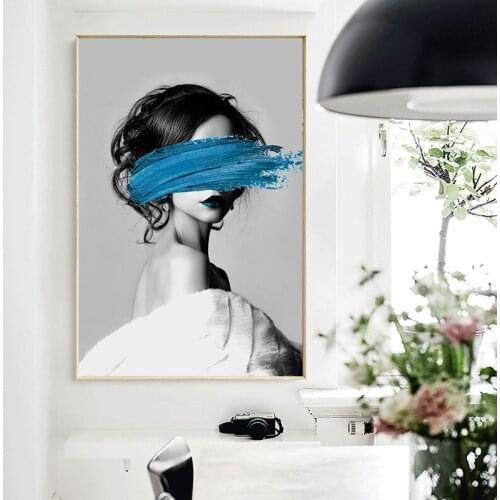 Modern Nordic Black And White Canvas Painting Art Print Wall Poster Abstract Girl Wall Pictures Wall Art for Bedroom Living Room