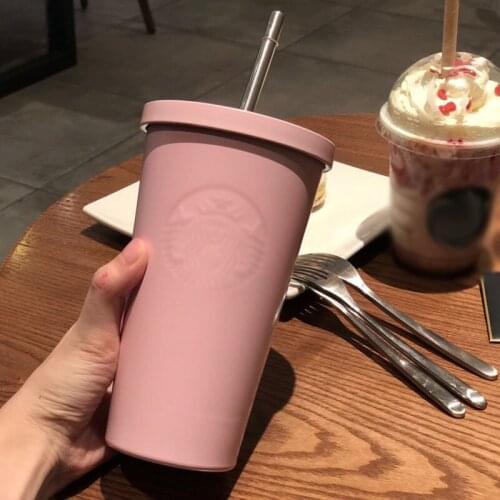 Star Home Style Cup 2021 Insulation cup, cherry blossom straw, stainless steel accompanying cup Mug Gift Girlfriend Ceramic Mug